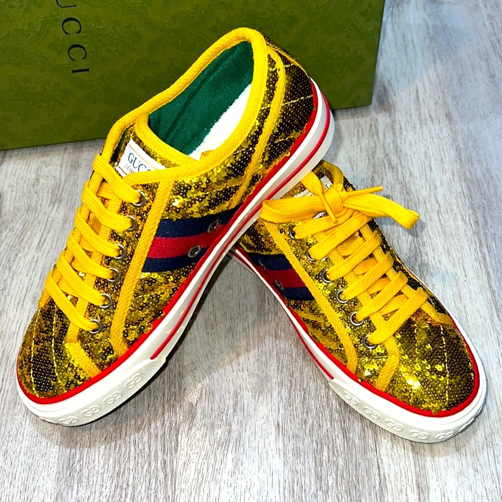 NWT Gucci Tennis 1977 Gold Sequin